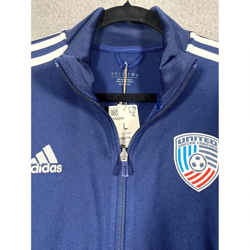 Adidas Aeroready CON22 Track Jacket Mens L Blue United Soccer Coaches Full Zip